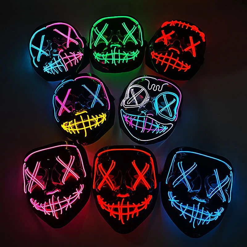 Light-Up EL Wire Party Mask for Halloween &amp; Cosplay