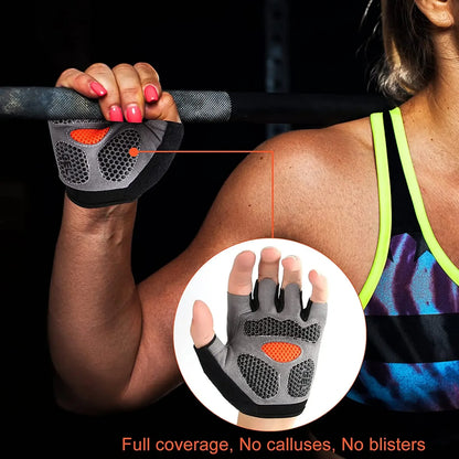 Workout Gloves for Men & Women – Non-Slip Weightlifting Gym Gloves, Breathable Fingerless Fitness Gloves for Training, Cycling & Bodybuilding