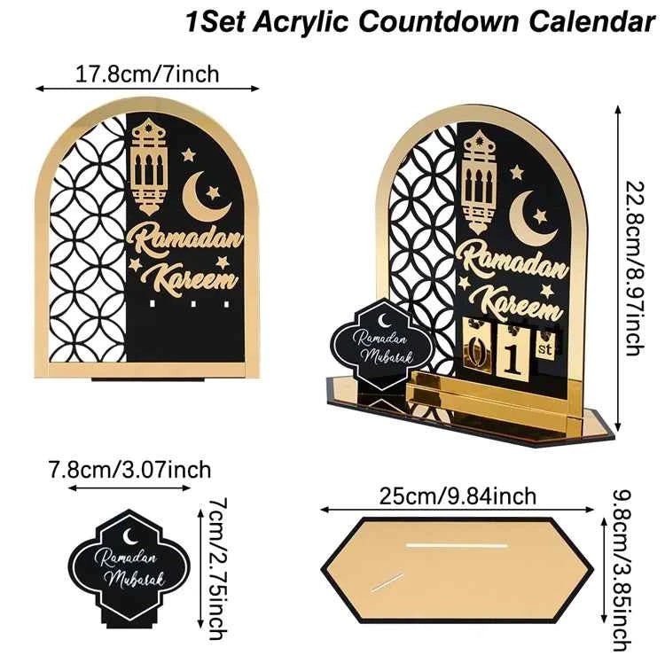 Ramadan Countdown Calendar Eid Mubarak Ornament Ramadan Decoration 2026 For Home Ramadan Kareem Islamic Muslim Party Decor Gifts