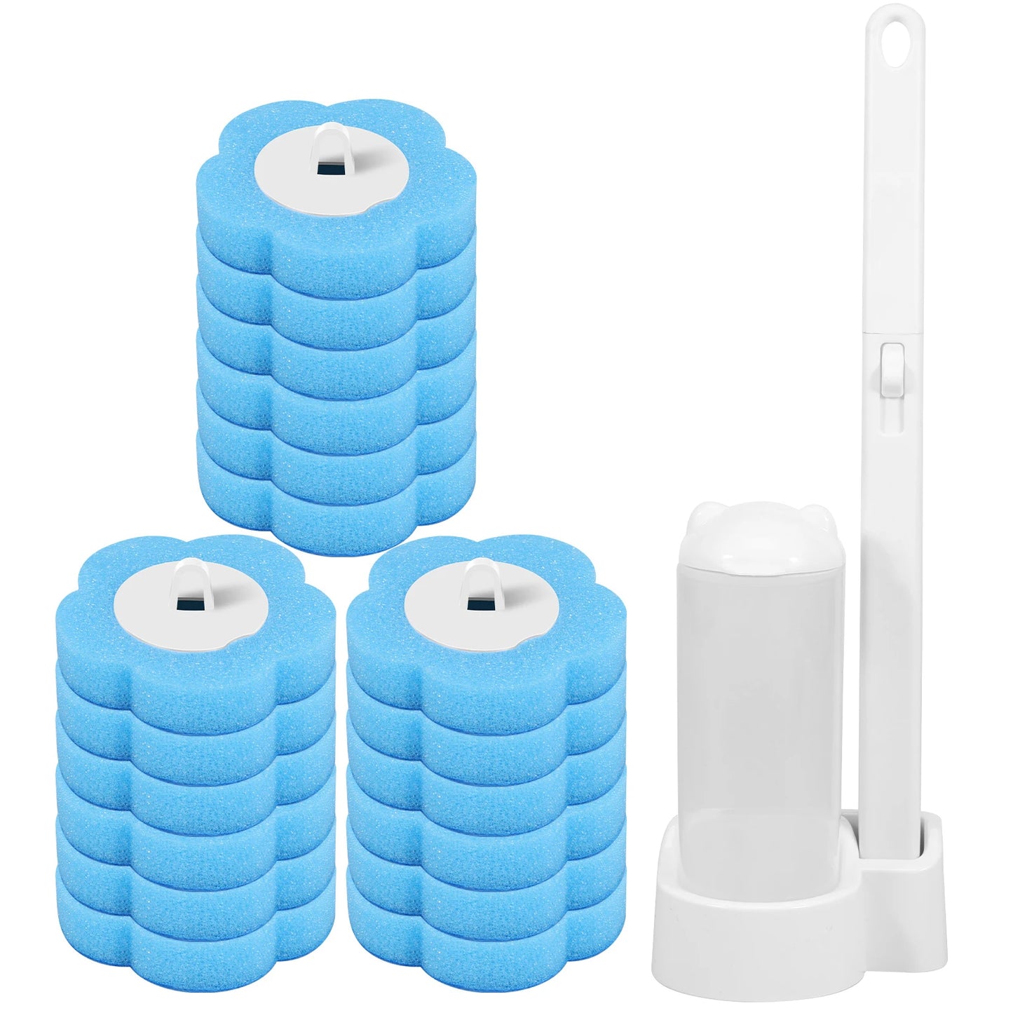 Disposable Toilet Brush & Holder Set | 360° Deep Clean with Scented Refill Heads