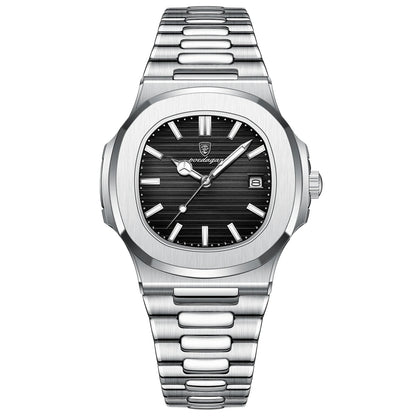 POEDAGAR Luxury Men's Watch – Waterproof Square Dial, Luminous Stainless Steel Quartz Watch, Perfect Father's Day Gift for Him