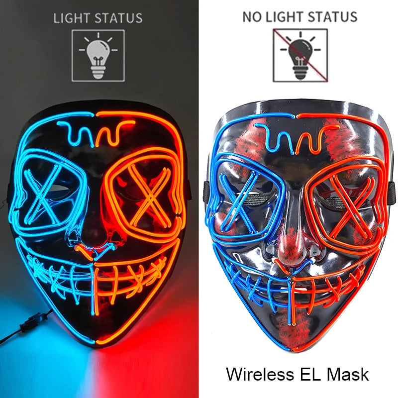 Light-Up EL Wire Party Mask for Halloween &amp; Cosplay