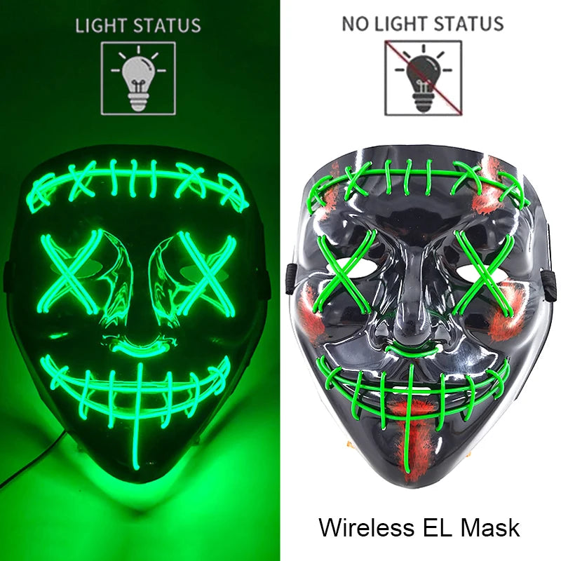 Light-Up EL Wire Party Mask for Halloween &amp; Cosplay