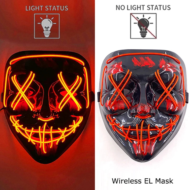 Light-Up EL Wire Party Mask for Halloween &amp; Cosplay