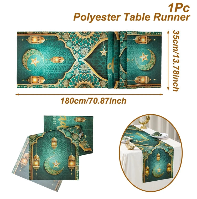 Ramadan Table Runner Eid Mubarak Decoration 2026 for Home Ramadan Kareem Ramadan Mubarak Islamic Muslim Party Eid Al-Fitr Gifts