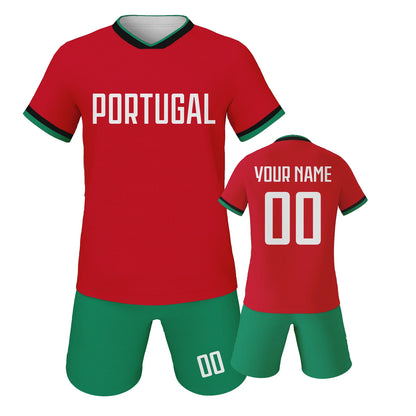 Custom Kids Portugal Soccer Jersey Set – Personalized Name & Number