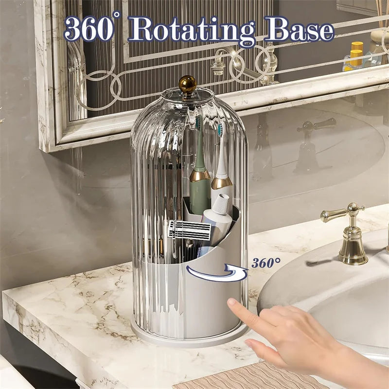 Toothbrush, Makeup, Holders with Sliding Lid Rotating Dustproof