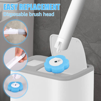 Disposable Toilet Brush & Holder Set | 360° Deep Clean with Scented Refill Heads