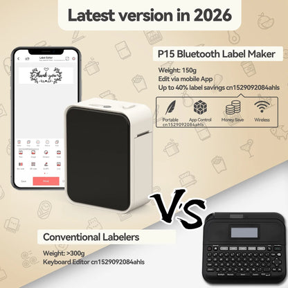 Marklife P15 Mini Bluetooth Label Printer — Portable Inkless Thermal Sticker Maker