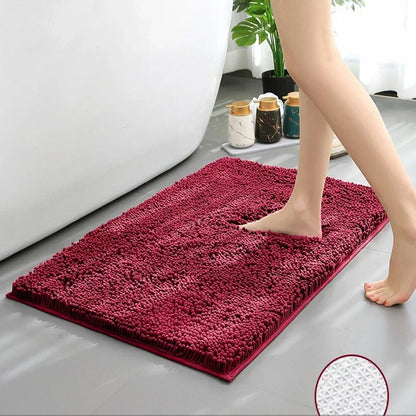 Luxury Chenille Bath Rug, Extra Soft and Absorbent Shaggy Bathroom Mat Rugs, Machine Washable, PVC Non-Slip Plush Carpet Runner