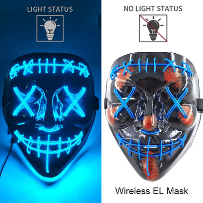 Light-Up EL Wire Party Mask for Halloween &amp; Cosplay