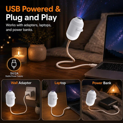2-in-1 Galaxy Star Projector Night Light – USB Powered Bedroom Ceiling Projector