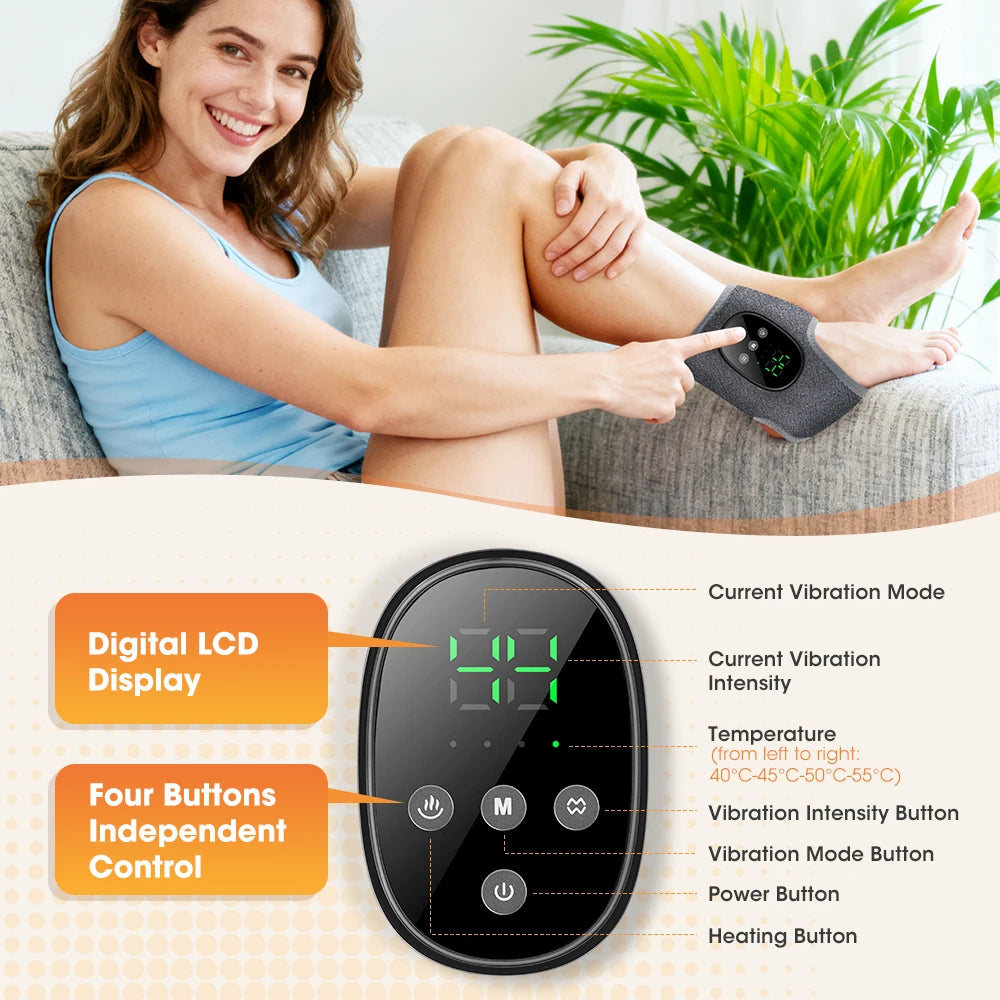 Cordless Heated Ankle Massager | Vibration Foot Wrap for Pain Relief & Relaxation