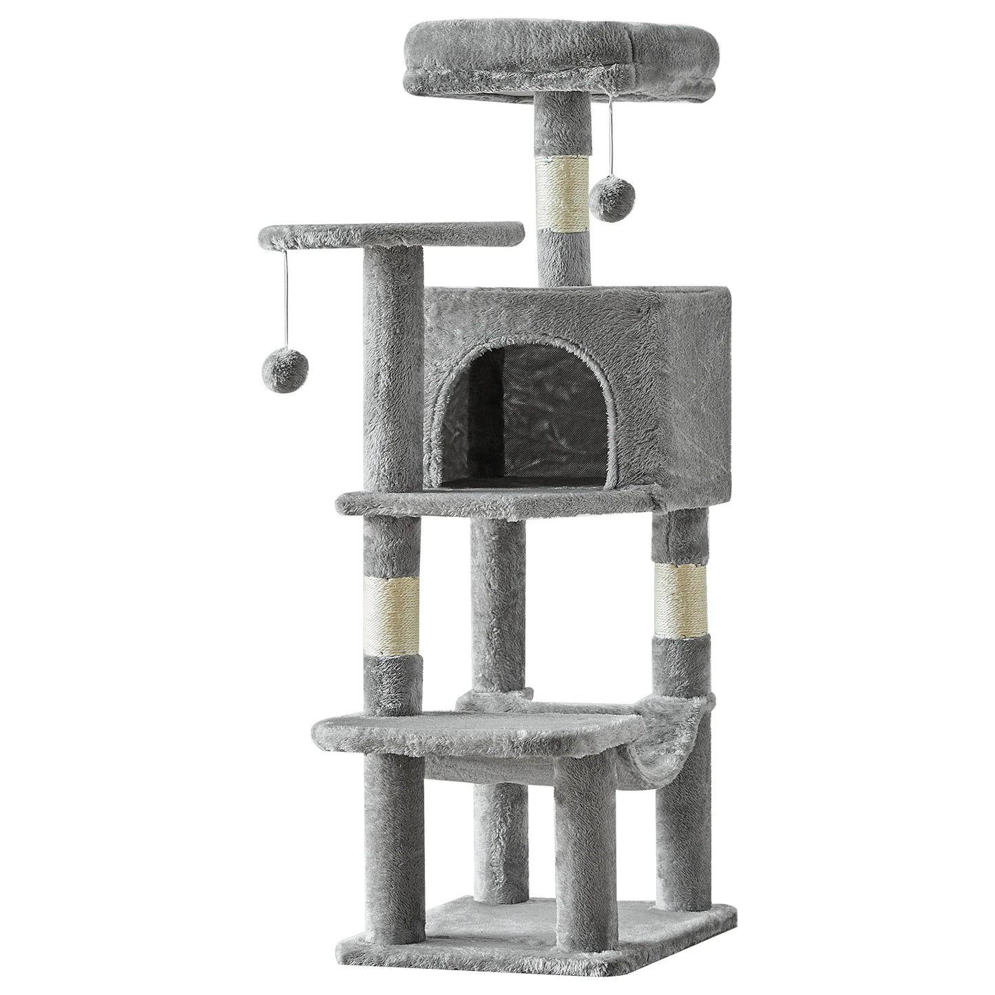 44" Cat Tree Tower for Indoor Cats | Multi-Cat Climbing Tower with Condo, Hammock, Sisal Scratching Posts & Perches | Tall Cat Tree for Large Cats & Kittens | Supports 2-3 Cats