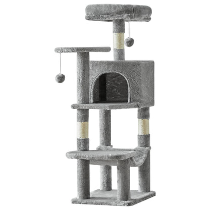44" Cat Tree Tower for Indoor Cats | Multi-Cat Climbing Tower with Condo, Hammock, Sisal Scratching Posts & Perches | Tall Cat Tree for Large Cats & Kittens | Supports 2-3 Cats
