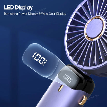 3-in-1 Portable Neck Fan – Handheld, Wearable & Desktop | 5-Speed USB Rechargeable Fan with LED Display & Phone Stand