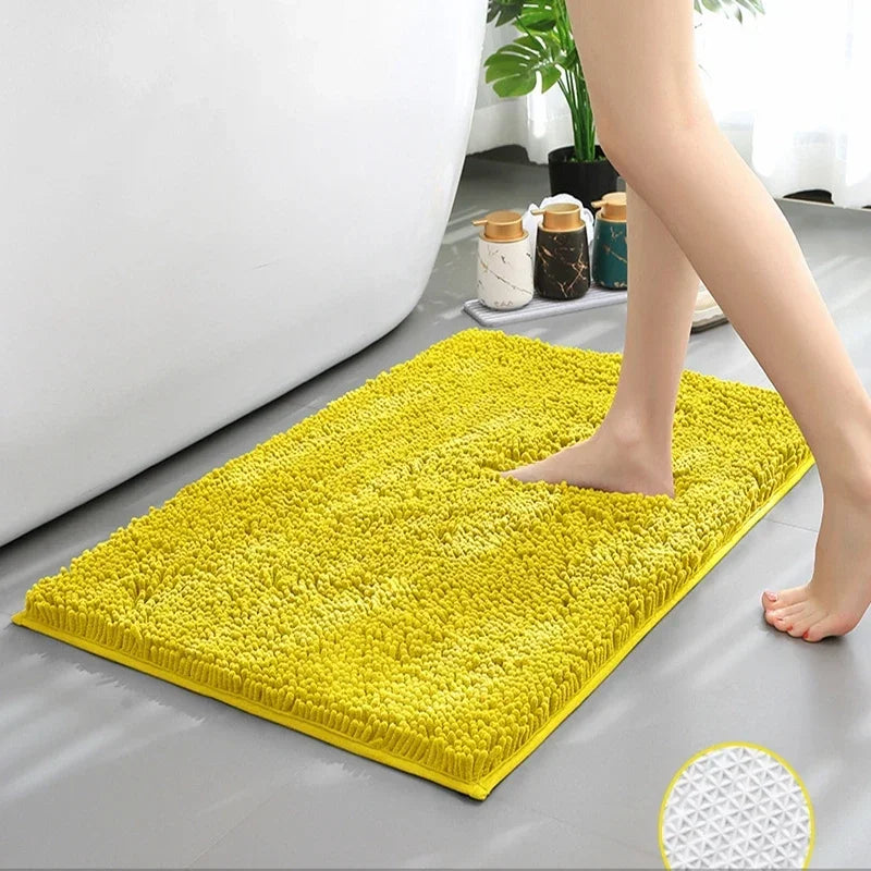 Luxury Chenille Bath Rug, Extra Soft and Absorbent Shaggy Bathroom Mat Rugs, Machine Washable, PVC Non-Slip Plush Carpet Runner