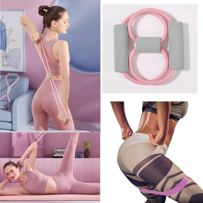 Pilates Ball and Ring Set - 7-Piece Home Workout Kit with Resistance Bands