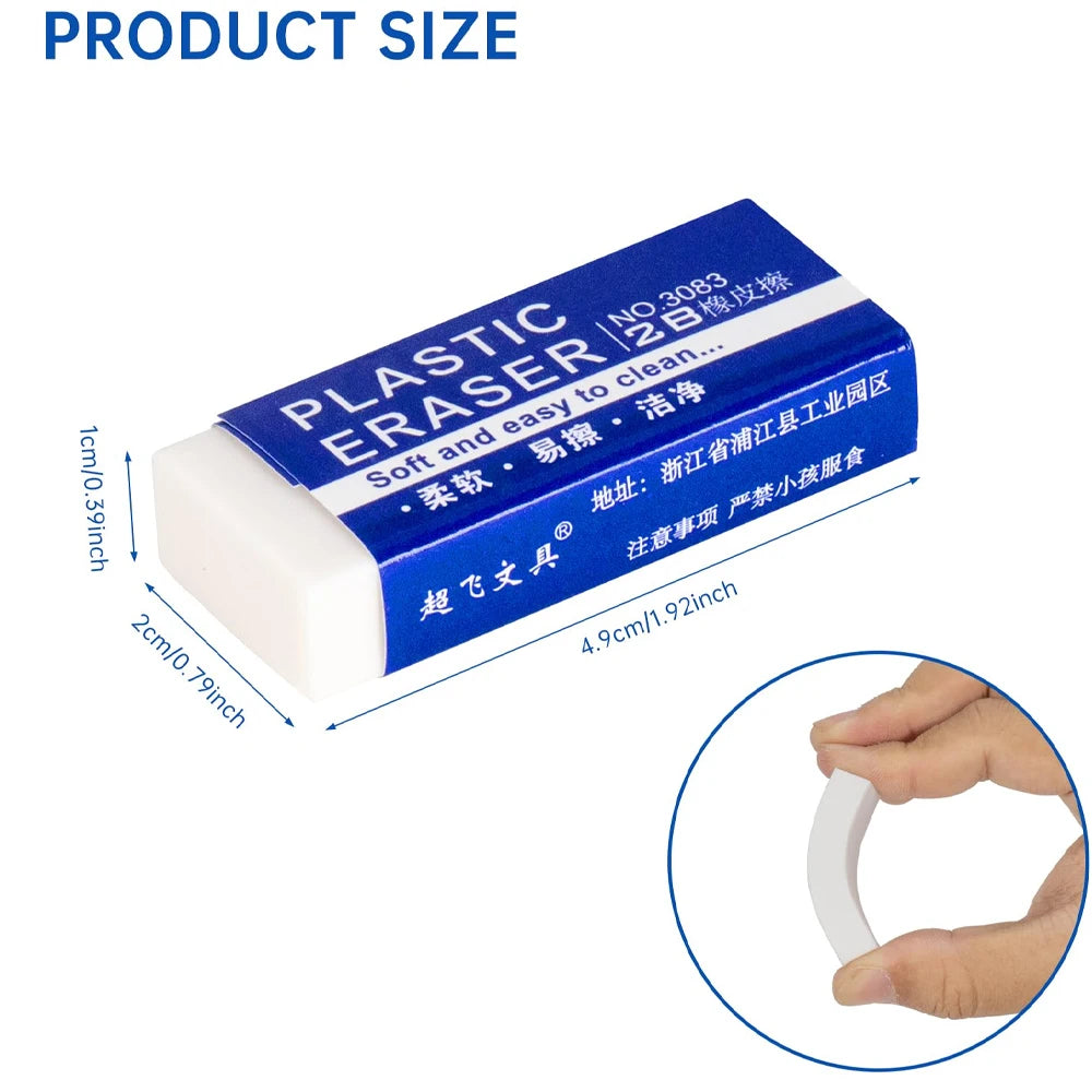 Bulk Pencil Erasers — Smudge-Free White Vinyl Erasers for School, Art & Office