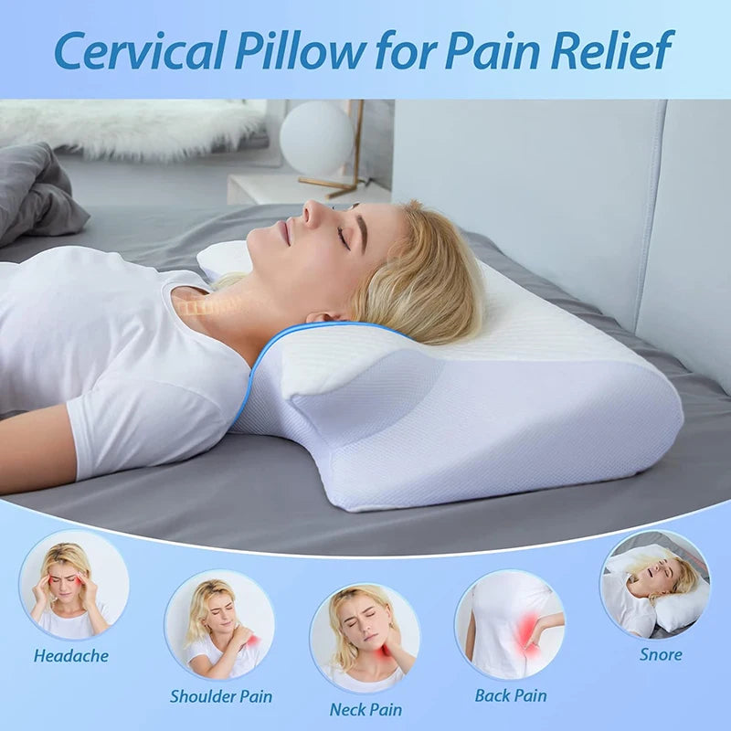 Memory Foam Cervical Pillow | 2-in-1 Ergonomic Neck Support for Better Sleep