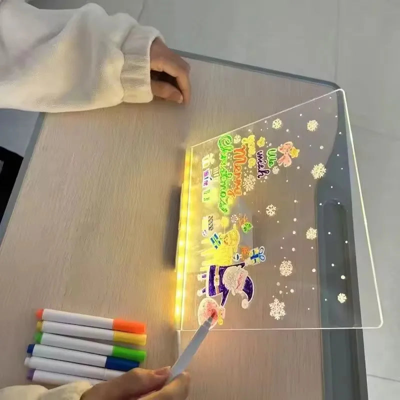 Drawing Board Light Up Acrylic Message Board Rewritable DIY Children's Glowing Drawing Board Message Lamp With 7 Colorful Pens