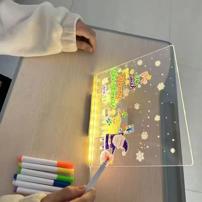 Drawing Board Light Up Acrylic Message Board Rewritable DIY Children's Glowing Drawing Board Message Lamp With 7 Colorful Pens