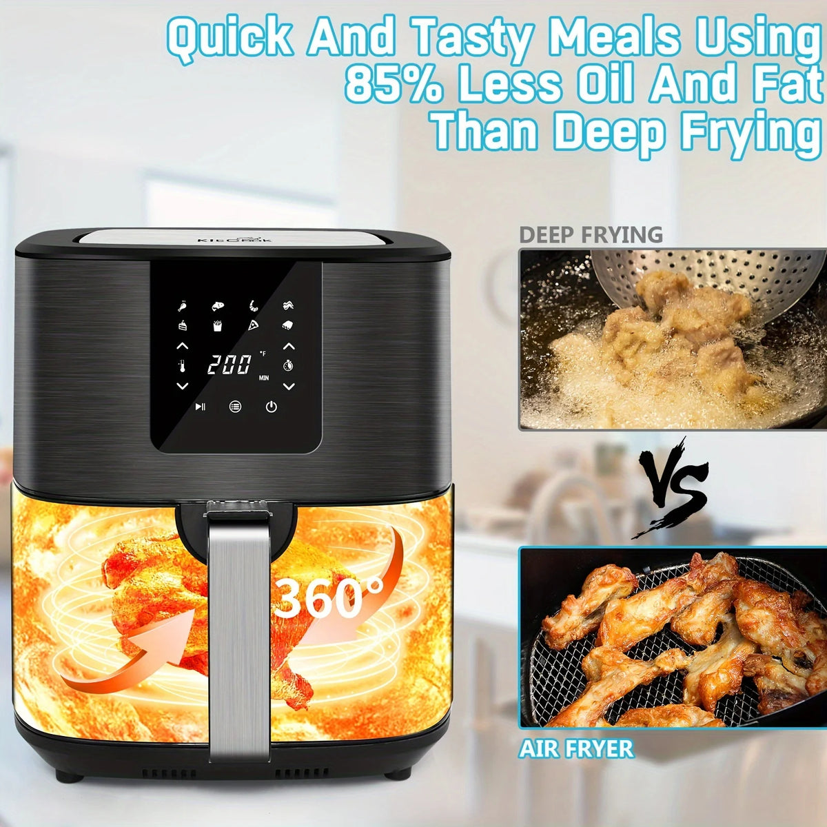 CROWNFUL 7-Quart Air Fryer | 1500W, 8 Preset Modes, Digital Touch Screen