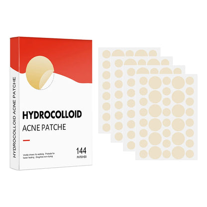 144pcs Hydrocolloid Acne Pimple Patches – 2 Sizes, Invisible Spot Stickers for Face Skin Care | Men & Women
