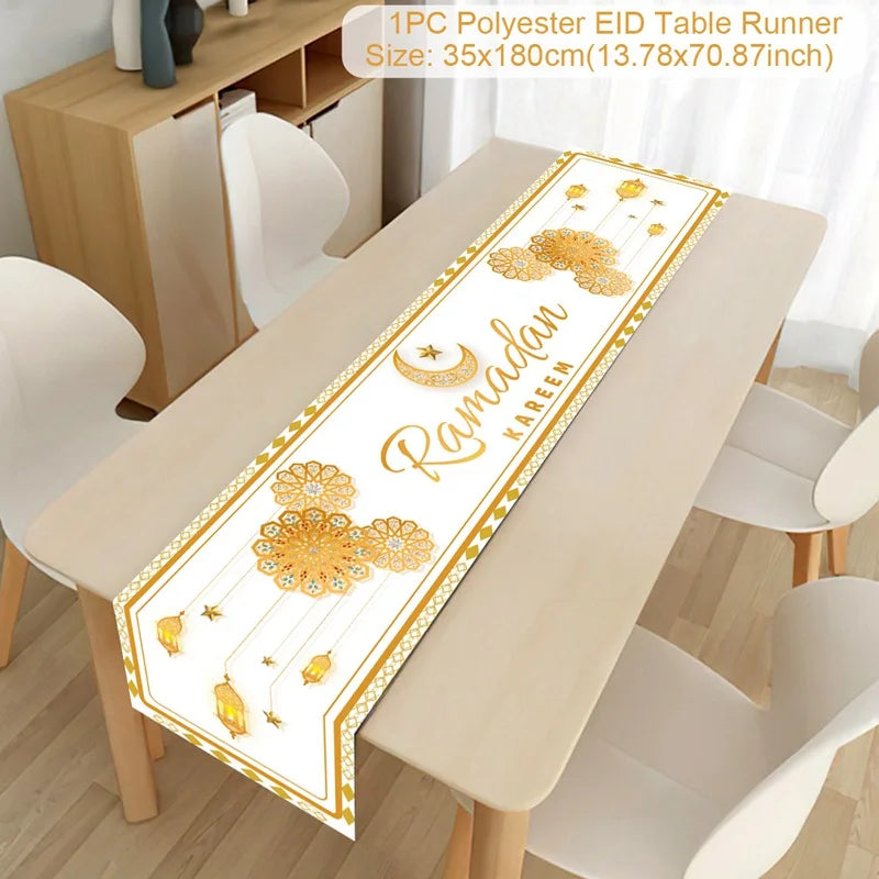 Ramadan Table Runner Eid Mubarak Decoration 2026 for Home Ramadan Kareem Ramadan Mubarak Islamic Muslim Party Eid Al-Fitr Gifts