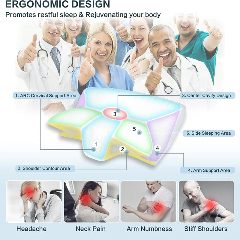 Memory Foam Cervical Pillow | 2-in-1 Ergonomic Neck Support for Better Sleep