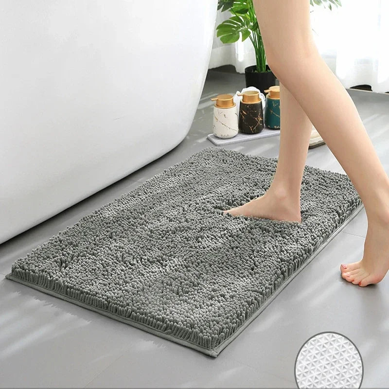 Luxury Chenille Bath Rug, Extra Soft and Absorbent Shaggy Bathroom Mat Rugs, Machine Washable, PVC Non-Slip Plush Carpet Runner