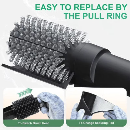 Electric Grill Brush Rechargeable – 3-Speed Automatic BBQ Cleaning Brush, 180° Adjustable Stainless Steel Rotary Head for Outdoor & Camping Grills