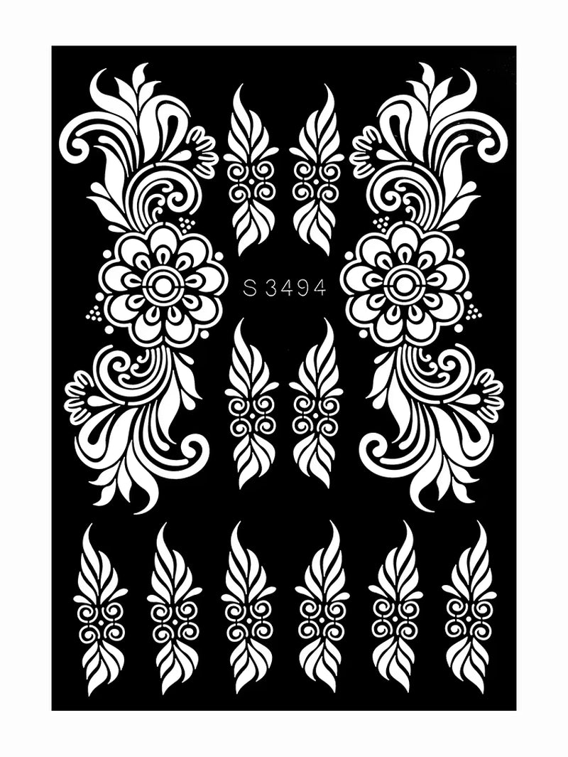 Reusable Henna Stencil for Hand Body Painting Flower Henna Tattoo Template for Women Wedding Festival Body Makeup Tattoo Tools