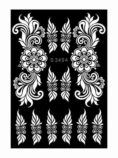 Reusable Henna Stencil for Hand Body Painting Flower Henna Tattoo Template for Women Wedding Festival Body Makeup Tattoo Tools