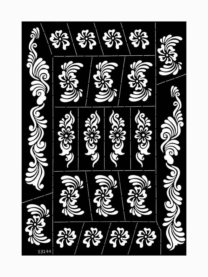Reusable Henna Stencil for Hand Body Painting Flower Henna Tattoo Template for Women Wedding Festival Body Makeup Tattoo Tools