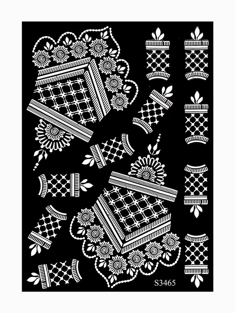 Reusable Henna Stencil for Hand Body Painting Flower Henna Tattoo Template for Women Wedding Festival Body Makeup Tattoo Tools