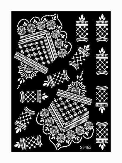 Reusable Henna Stencil for Hand Body Painting Flower Henna Tattoo Template for Women Wedding Festival Body Makeup Tattoo Tools