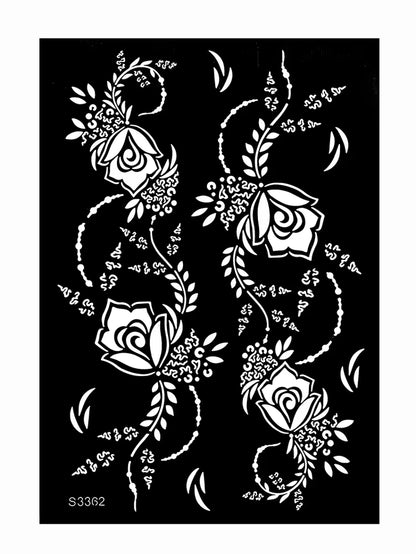 Reusable Henna Stencil for Hand Body Painting Flower Henna Tattoo Template for Women Wedding Festival Body Makeup Tattoo Tools