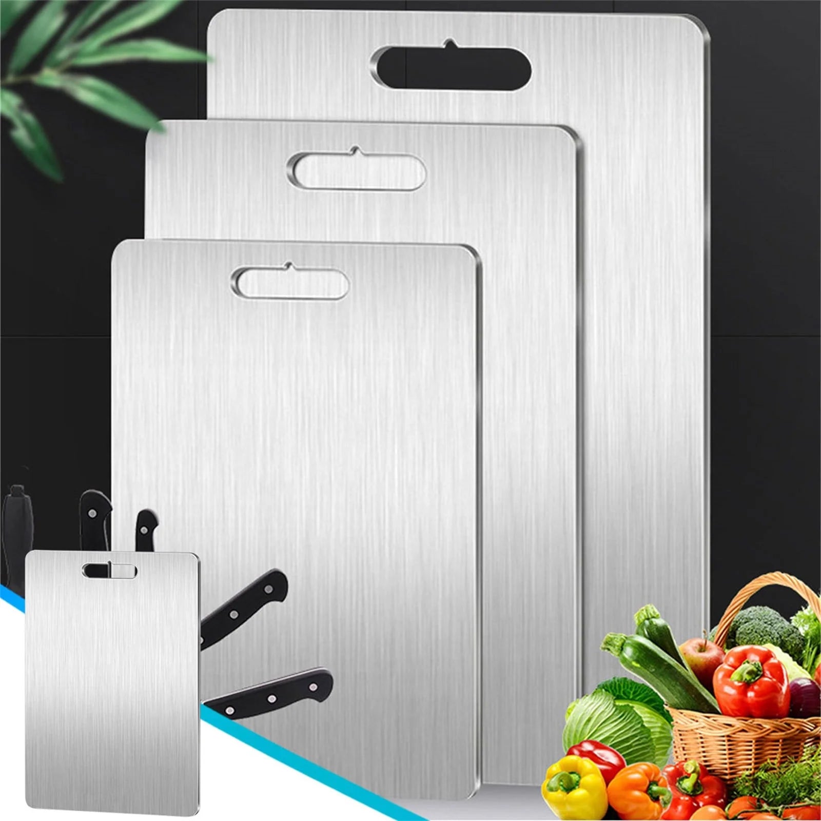 Titanium Cutting Boards - 100% Pure Titanium Cutting Boards for Kitchen, Double-Sided Food Grade Cutting Board, Cutting Edge Hygiene & Durability, for Meat Fruit & Vegetable