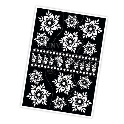 Reusable Henna Stencil for Hand Body Painting Flower Henna Tattoo Template for Women Wedding Festival Body Makeup Tattoo Tools