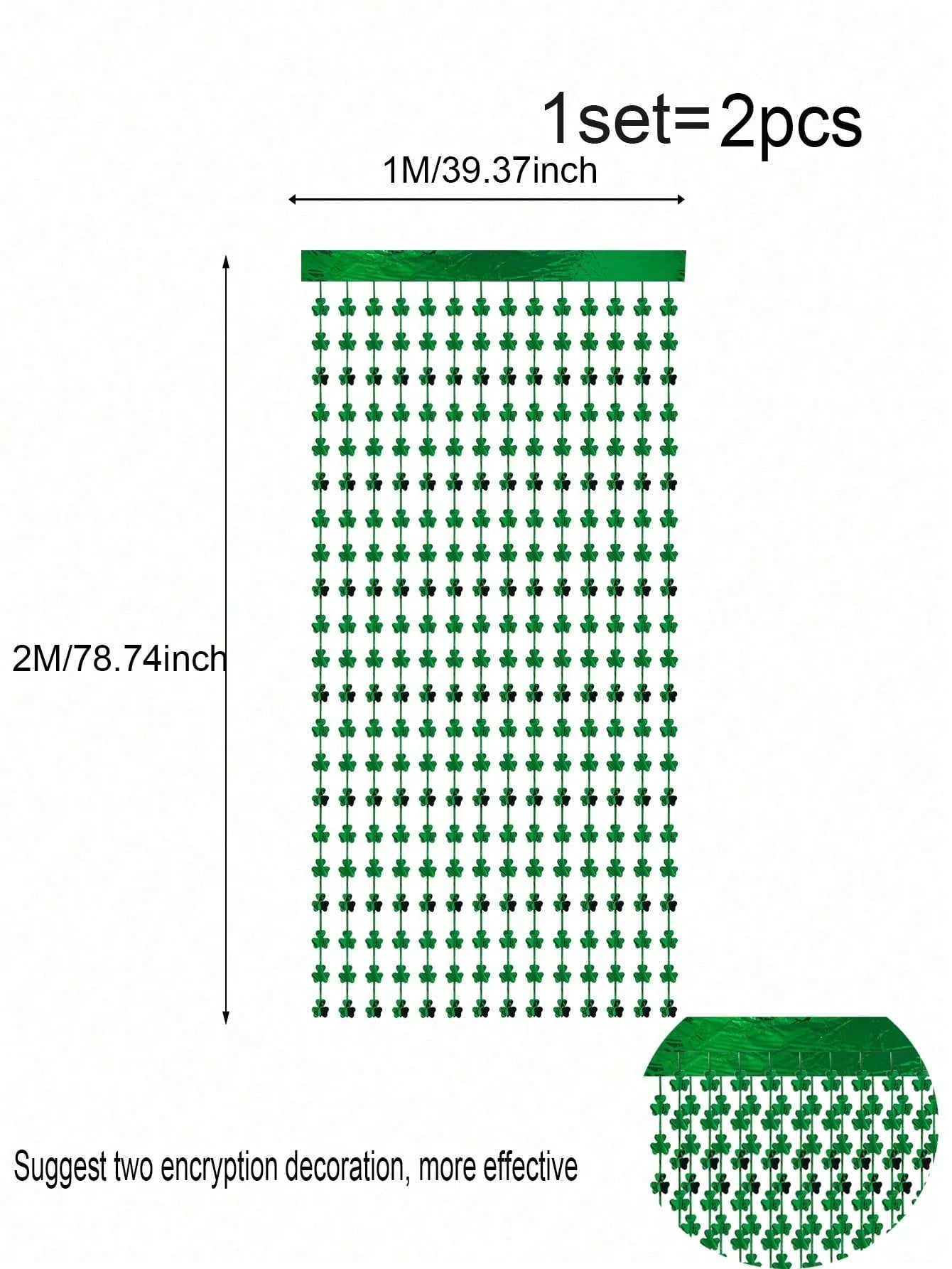1Pc/2Pcs Clover Garland Backdrop Decorations, Suitable for St. Patrick'S Day Party Background Wall