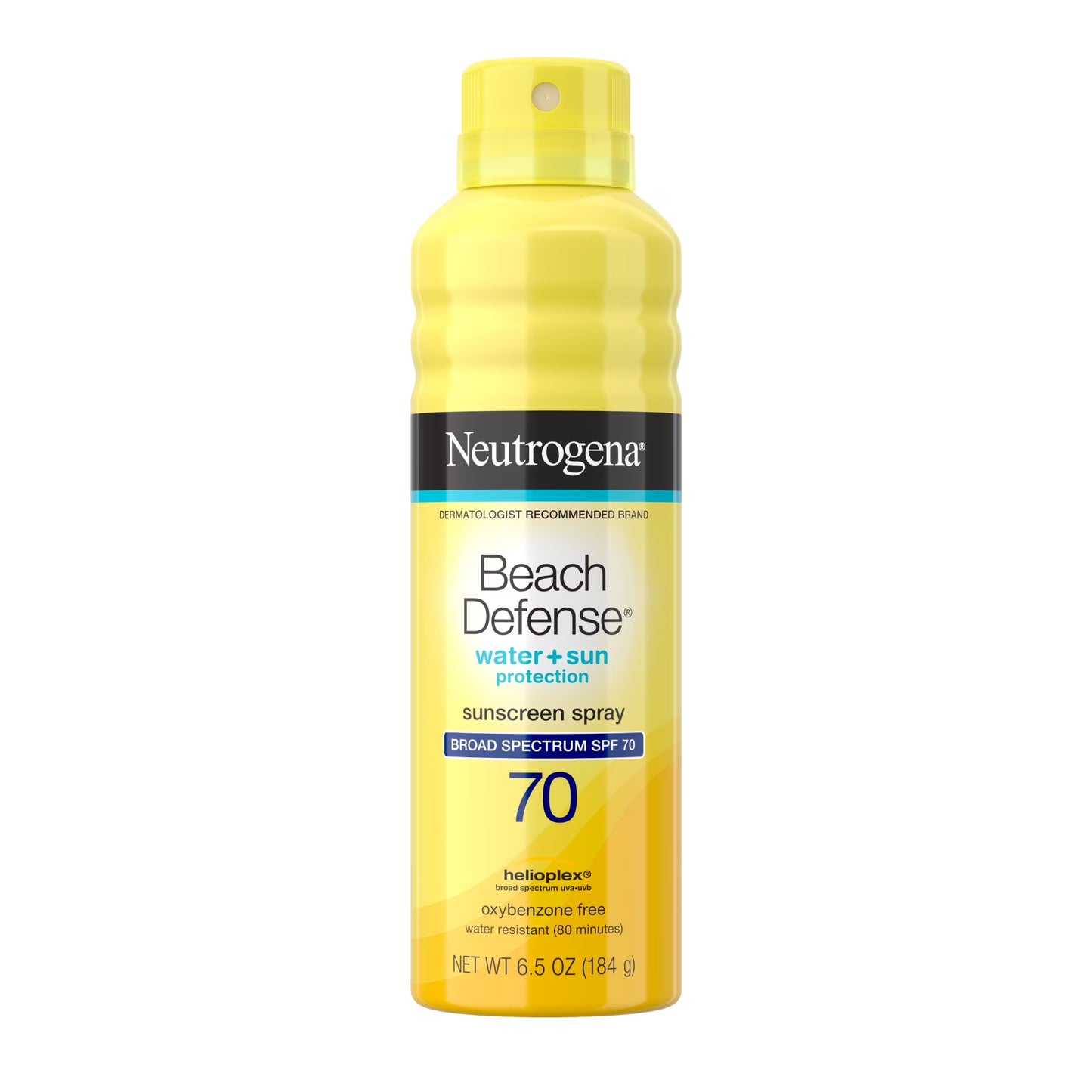 Beach Defense SPF 70 Spray De Protector Solar Corporal, Esenciales De Playa Cuidado Solar, 6.5 Oz