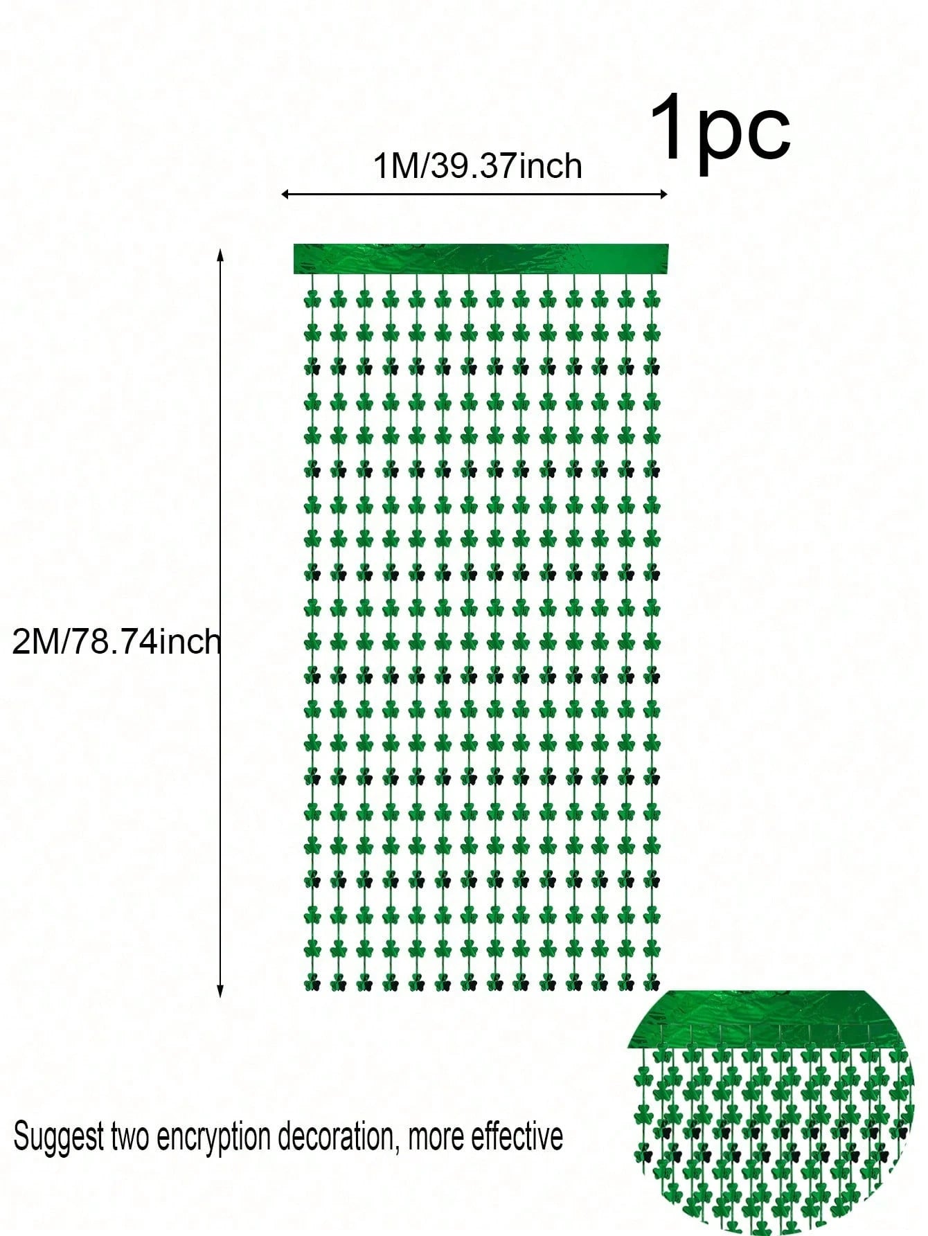 1Pc/2Pcs Clover Garland Backdrop Decorations, Suitable for St. Patrick'S Day Party Background Wall