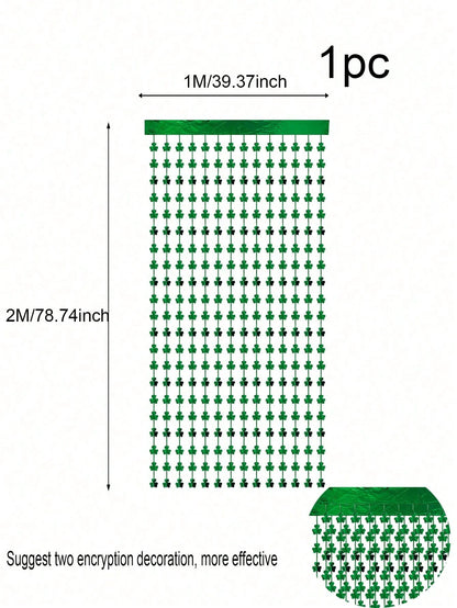 1Pc/2Pcs Clover Garland Backdrop Decorations, Suitable for St. Patrick'S Day Party Background Wall