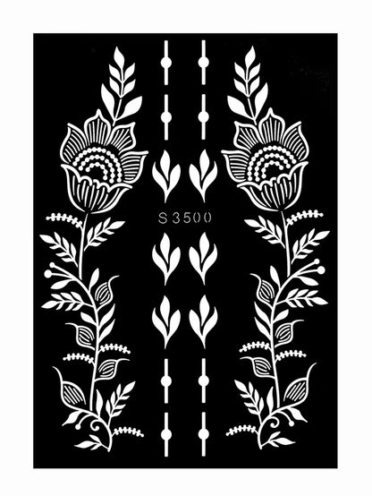 Reusable Henna Stencil for Hand Body Painting Flower Henna Tattoo Template for Women Wedding Festival Body Makeup Tattoo Tools