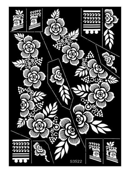 Reusable Henna Stencil for Hand Body Painting Flower Henna Tattoo Template for Women Wedding Festival Body Makeup Tattoo Tools