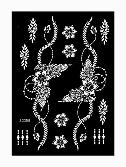 Reusable Henna Stencil for Hand Body Painting Flower Henna Tattoo Template for Women Wedding Festival Body Makeup Tattoo Tools