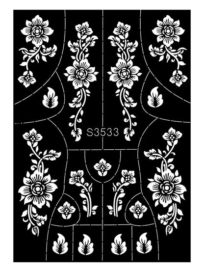 Reusable Henna Stencil for Hand Body Painting Flower Henna Tattoo Template for Women Wedding Festival Body Makeup Tattoo Tools