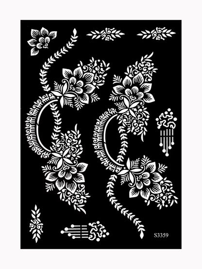 Reusable Henna Stencil for Hand Body Painting Flower Henna Tattoo Template for Women Wedding Festival Body Makeup Tattoo Tools