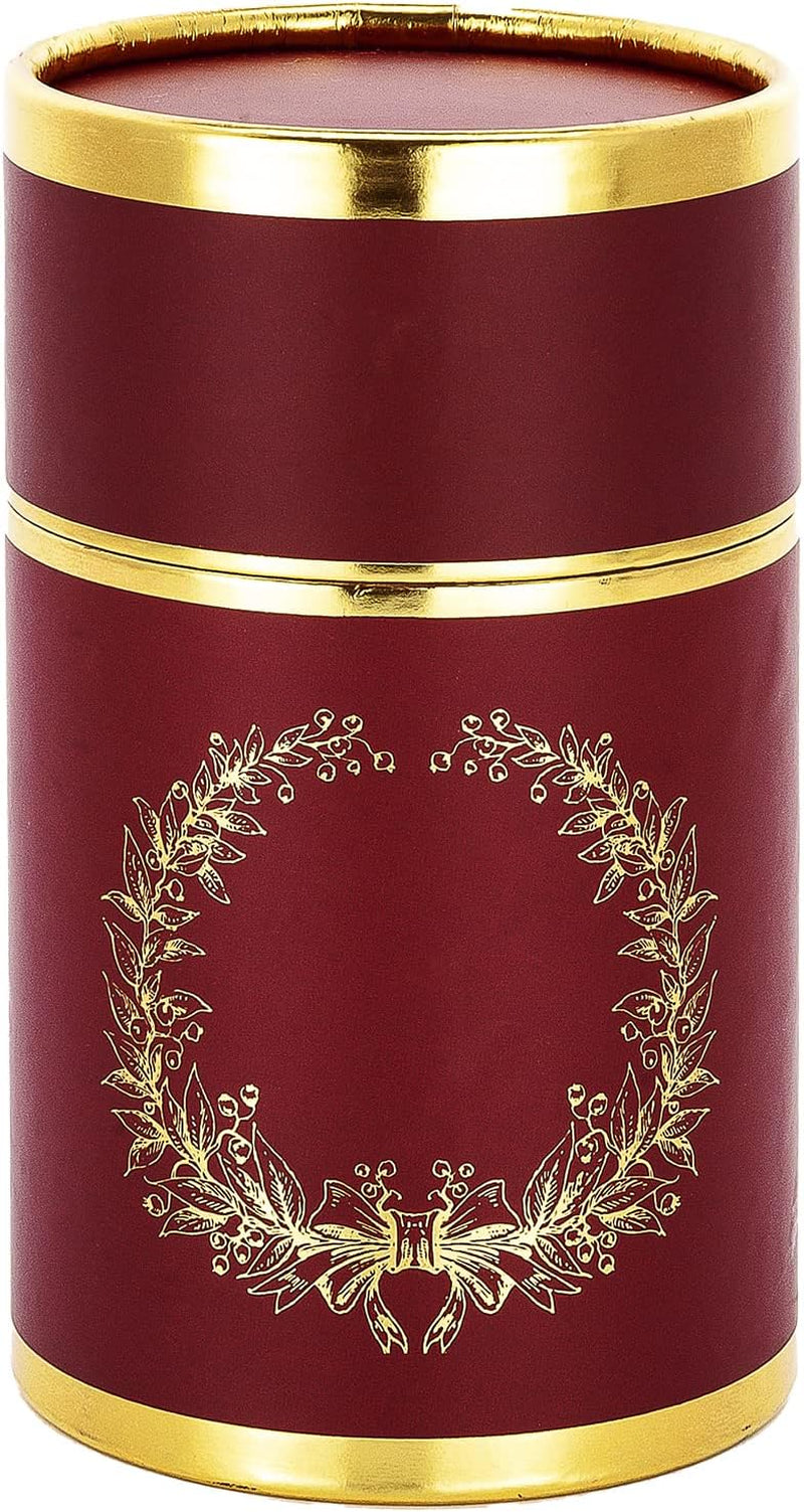 Muslim Prayer Rug and Prayer Beads with Elegant Design Cylinder Gift Box, Janamaz, Soft Sajadah, Islamic Gifts Set, Portable Prayers Carpet Mat, Taffeta Fabric, Burgundy